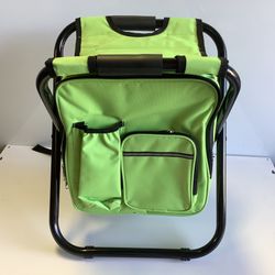 Folding Stool, Backpack, Insulated Cooler Bag, Collapsible Multifunction Chair . Lime Green, Pink And Purple