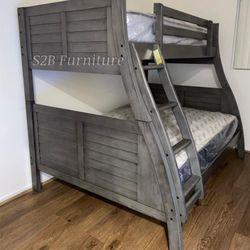 Twin/full Size Grey Bunkbed W Ortho Mattress 