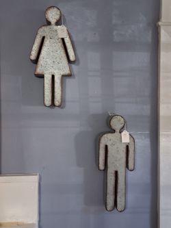 Galvanized Metal Restroom Sign Figures
