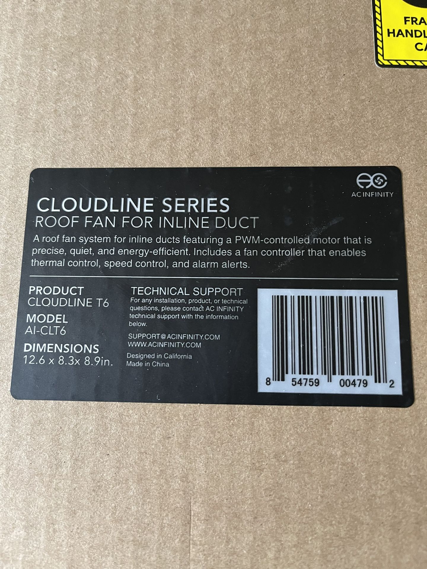 CLOUDLINE T6, Inline Booster Duct Fan 6” Cooling Ventilation Exhaust Grow Tents
