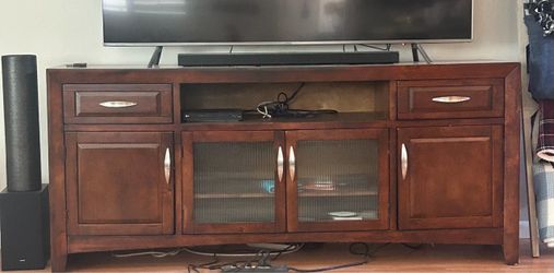 Wood TV Stand Media Console with Storage