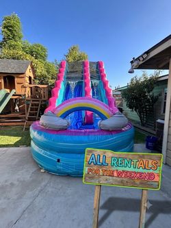 Inflatable Rainbow Water Slide with Pool