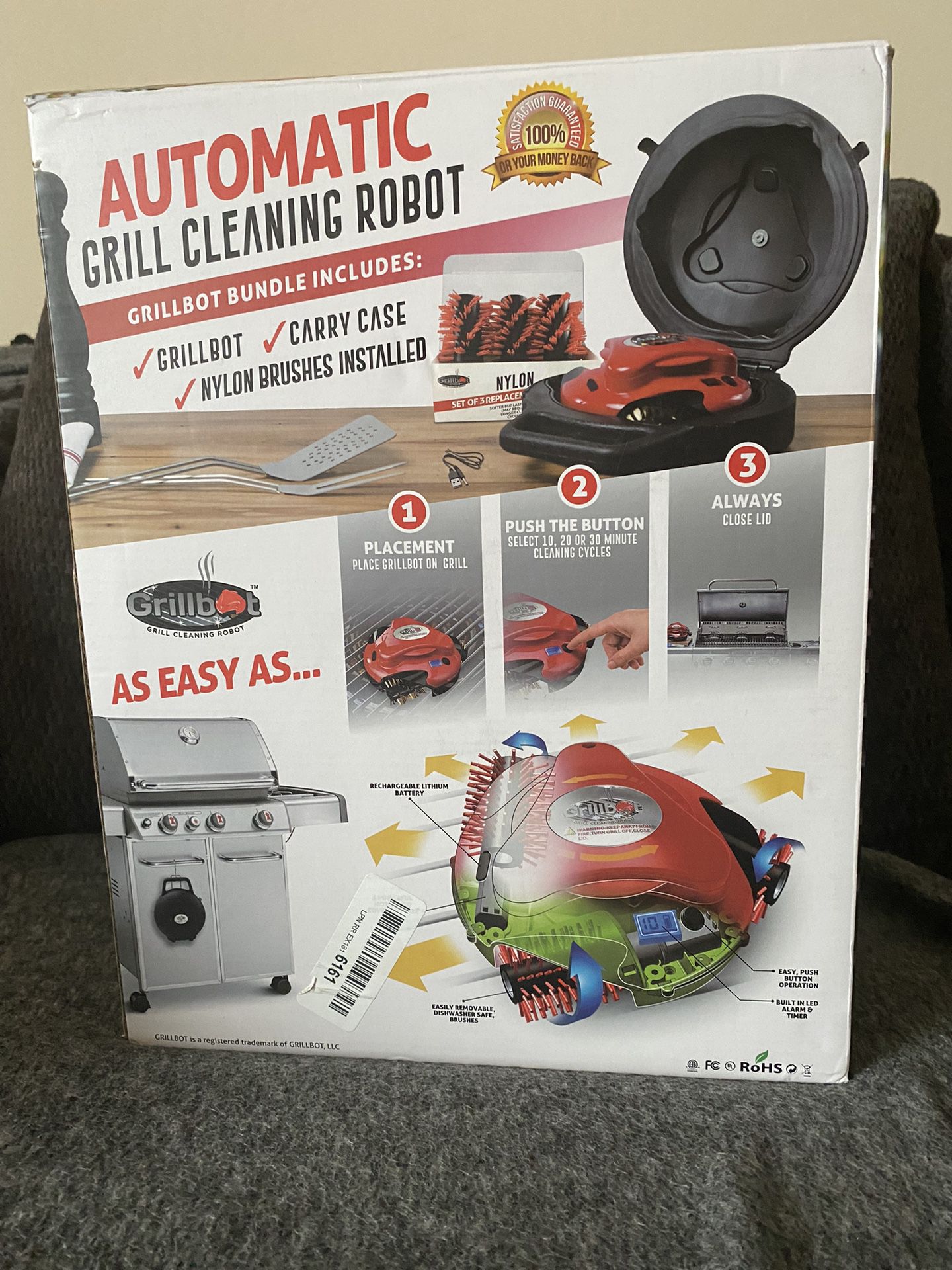 Grillbot Automatic Grill Cleaning Robot with Nylon Brushes - BBQ