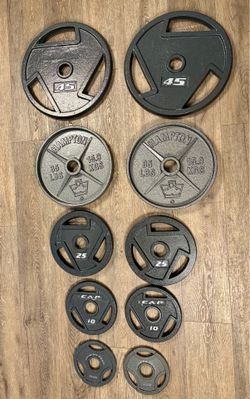 BRAND NEW Set Of Olympic Cast Iron Weight Plates  from 5s to 45s  Pounds [Total: 240 lbs]
