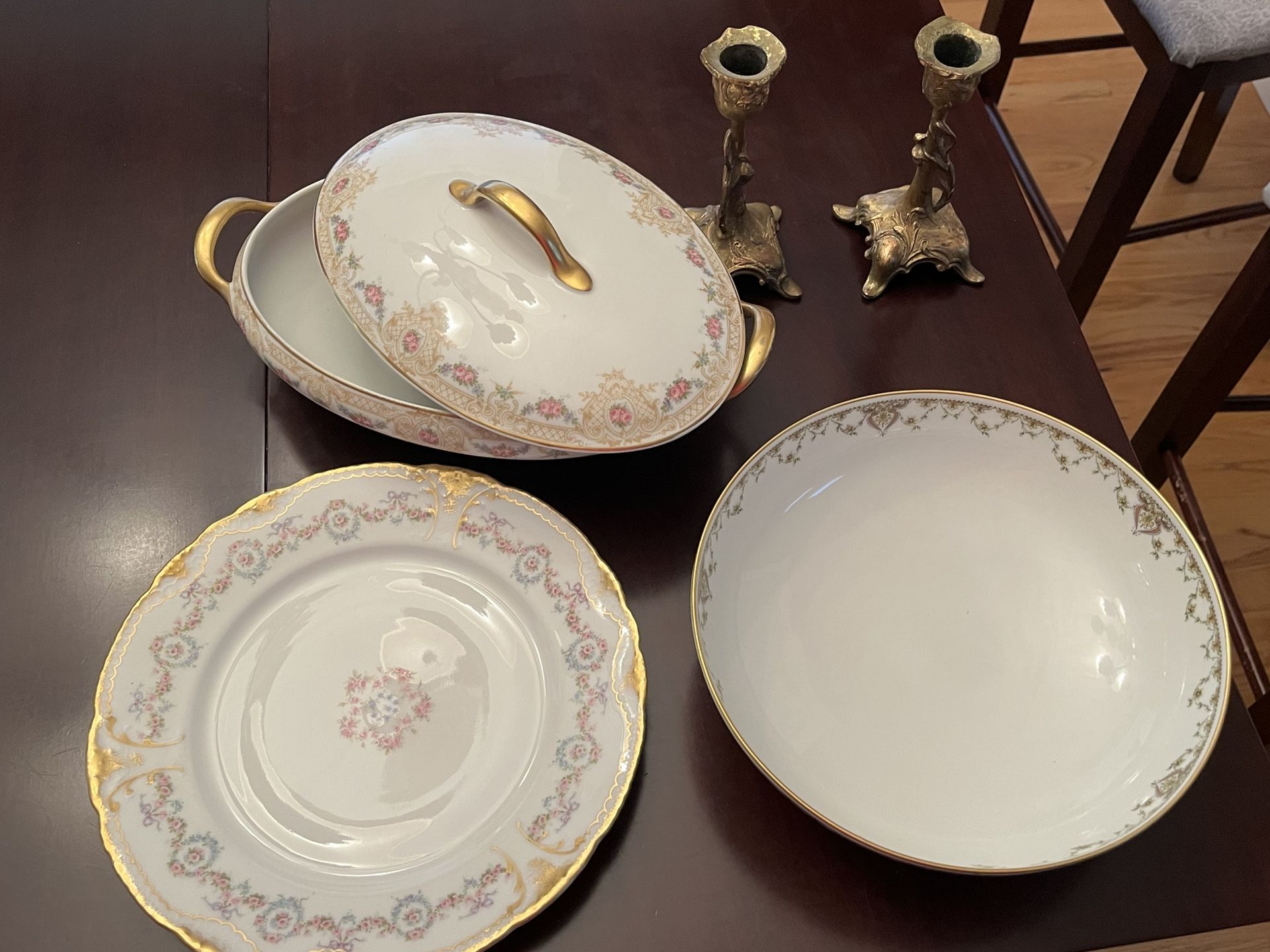 Antique Plates, Bowls, & Candle Holders