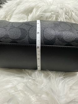 Black Coated Canvas and Leather Handbag