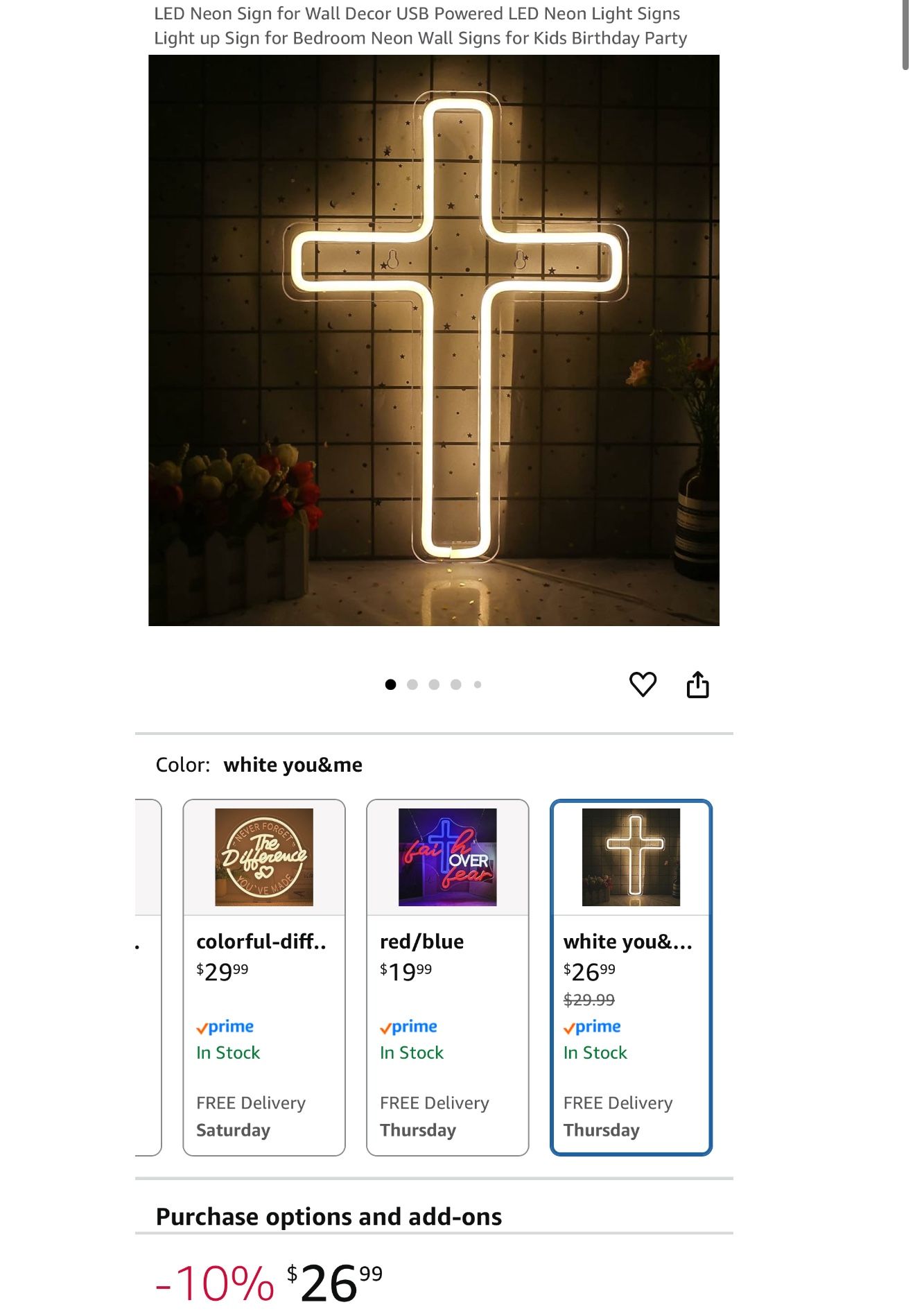 LED Neon Sign for Wall Decor Cross Neon Sign