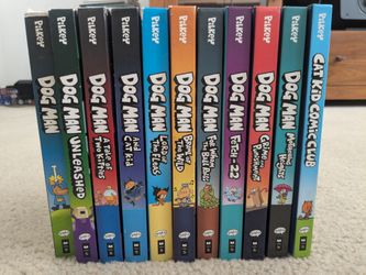 Dog Man books and Cat Kid book