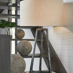 Ashley “Maddy” Table Lamp – NEW – Rustic Metal Base + Linen Shade – L235664