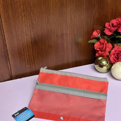 3-ring Pencil Pouch With Mesh Pocket in Red