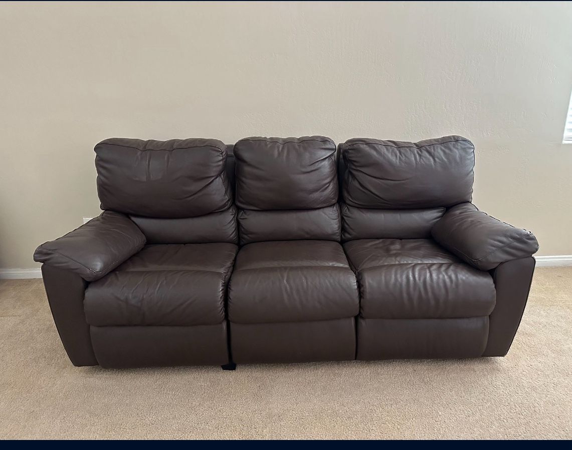 Brown Leather Couches, Chair & Ottoman 