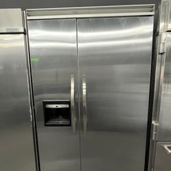 Viking Stainless Steel Side By Side Built In 48” Refrigerator Used