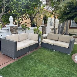 Beautiful Rattan Sofa Patio Set 4 Pieces Outdoor Furniture 🌴🌴🌴