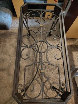 Black accent table with glass