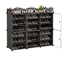 Shoe Rack Storage Cabinet with Doors, Portable Shoes Rack 36-72 pairs Organizer, Expandable Standing Rack, Storage  (B-36)