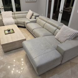 Leather Sectional With Chaise And Power Recliner 6 PCs Large Modani