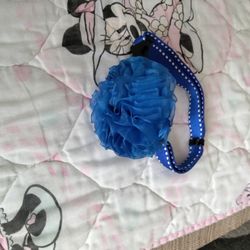 Blue and White Dog Collar With Flower