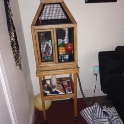 Bird Cage, Wood The Size Is,5"& It Separates Into 2 Pc.