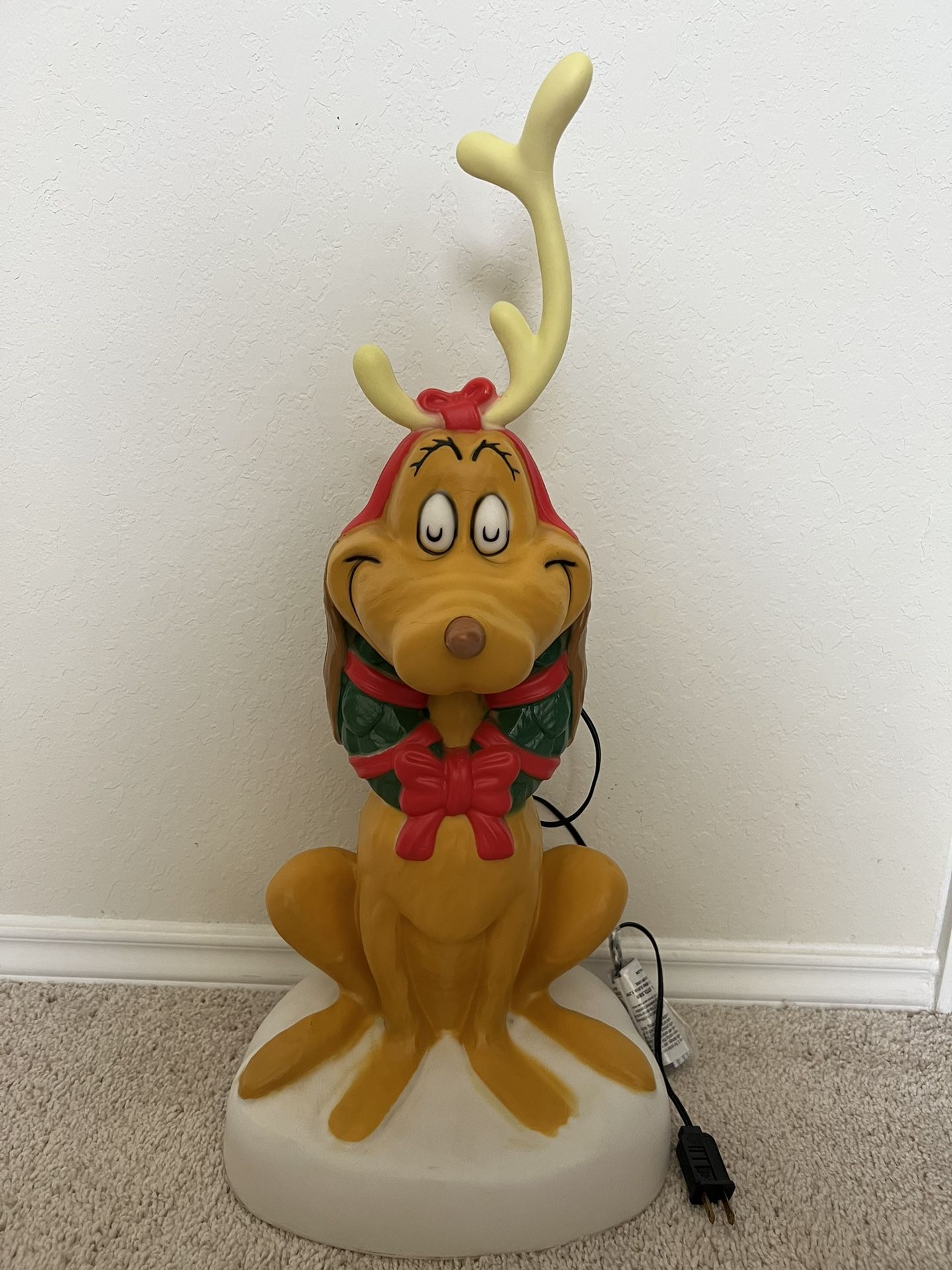 Christmas Lighted Blow Mold Decor The Grinch Max With Antler Dr. Seuss, 24in