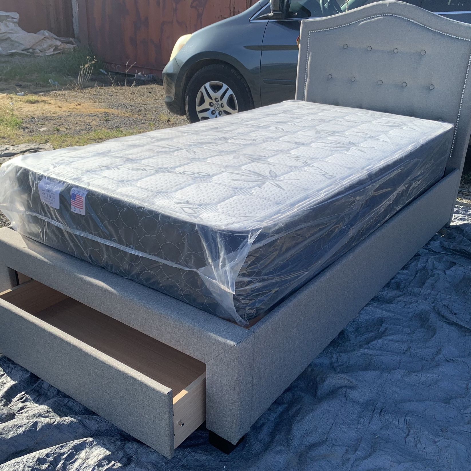 Twin Platform Storage Twin Bed With Orthopedic Supreme Mattress Included 