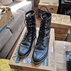 Justin Men's Black Leather Boots - 9 1/2 D