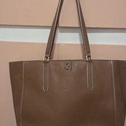 Cole Haan Tan Leather Carryall Tote Bag