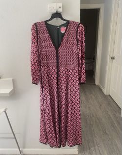 Kate Spade New York Flower Silk Long Dress With Silk Scarf size 14