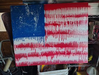 American Flag Drip Art Canvas Painting