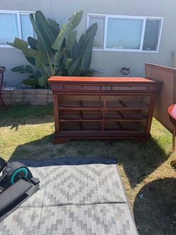 Cherry Wood Display Cabinet with Glass Front