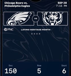 Bears Vs Eagles Ticket for 09/28/26!!!!