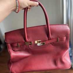 Red Leather Handbag Dust Bag Included