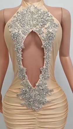 Lavish open front Dress W/Rhinestones
