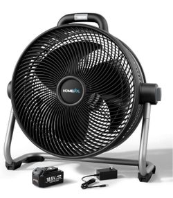 20 Inch Cordless Rechargeable Battery Powered Floor Fan Compatible with Dewalt 20V Battery, 6-Speed 4500 CFM Portable Fan with Carry Handle, Led Light