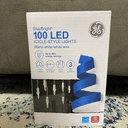 BRAND NEW GE 100 LED ICICLE WARM WHITE 