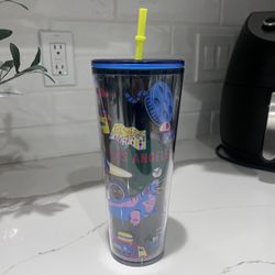 Starbucks LA Themed 24 oz Plastic Tumbler With Straw