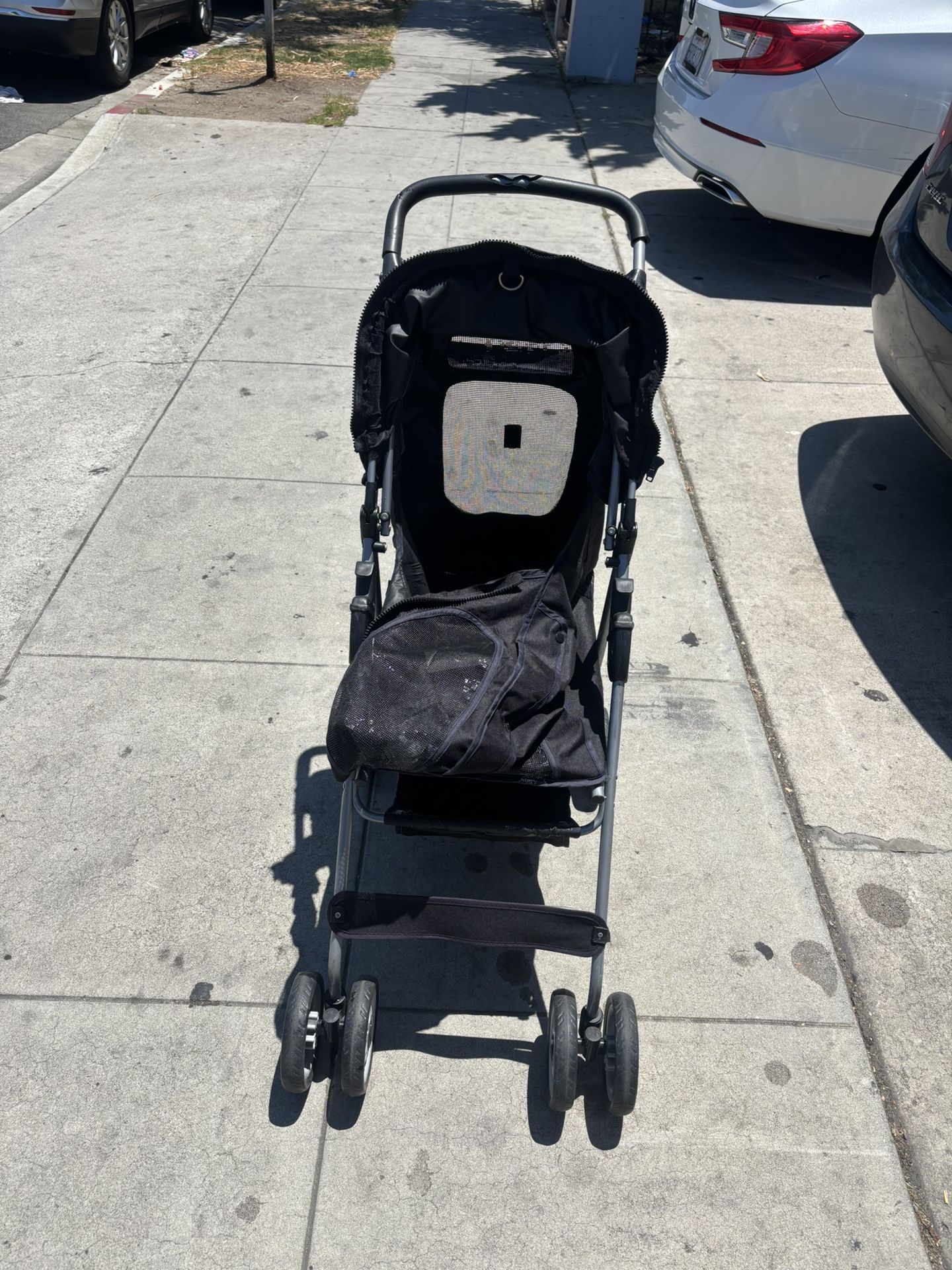 Dog cat stroller rear brakes folding