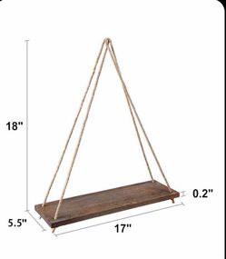 Boho Wood Hanging Rope Shelf