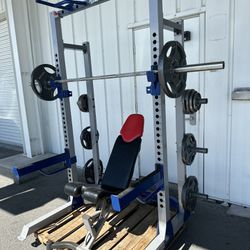 Squat Rack Olympic Weight Set and Adjustable Bench