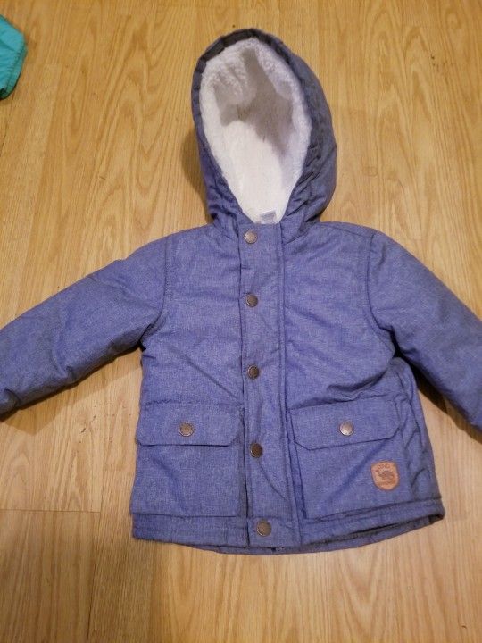 Blue Baby BOY JACKET COAT..SIZE 18 MONTHS..SHERPA LINED HOOD..VERY JACKET FOR WINTER..LIKE NEW!