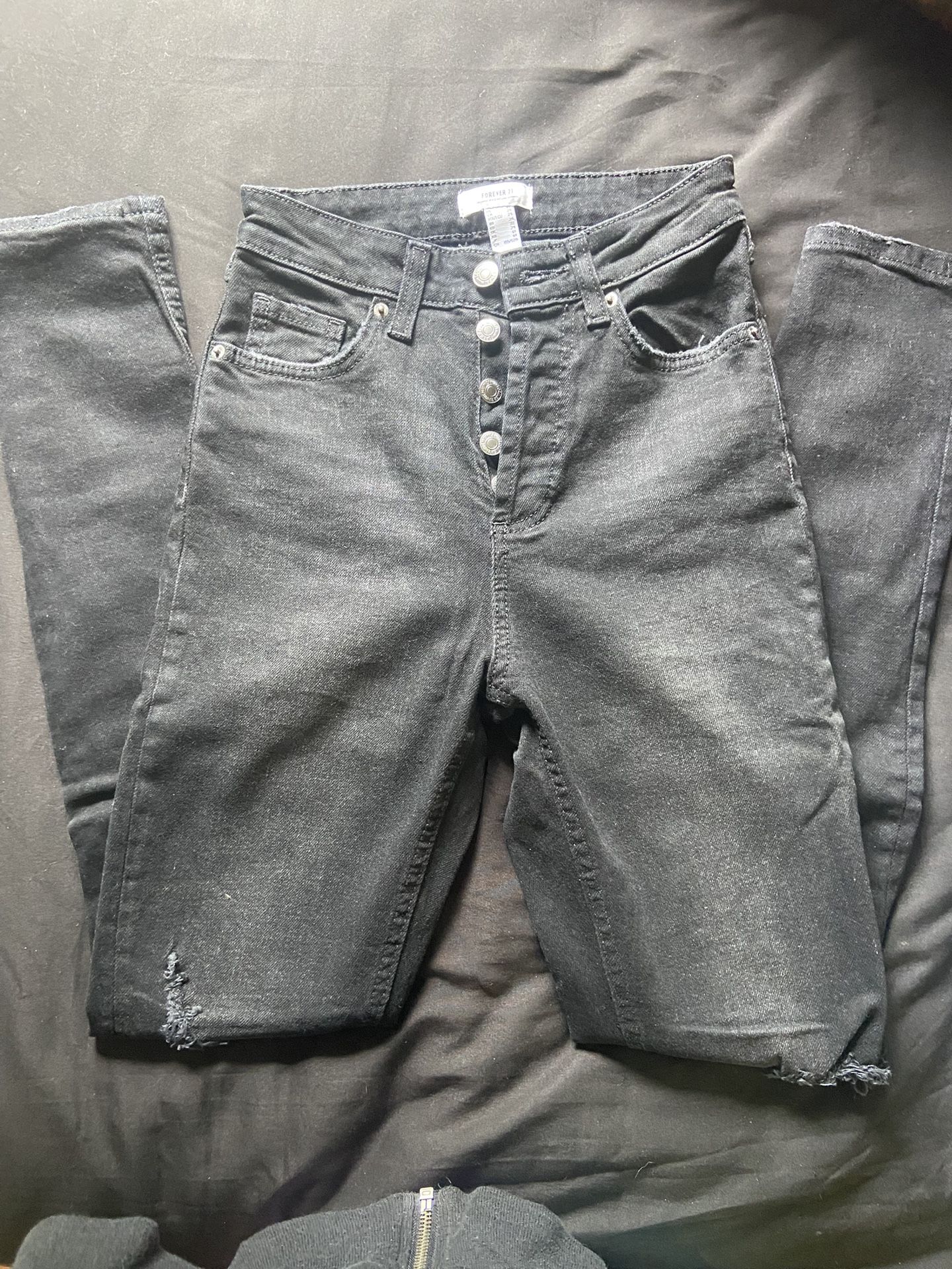 Forever 21 High Rise Black Skinny Jeans Size 24