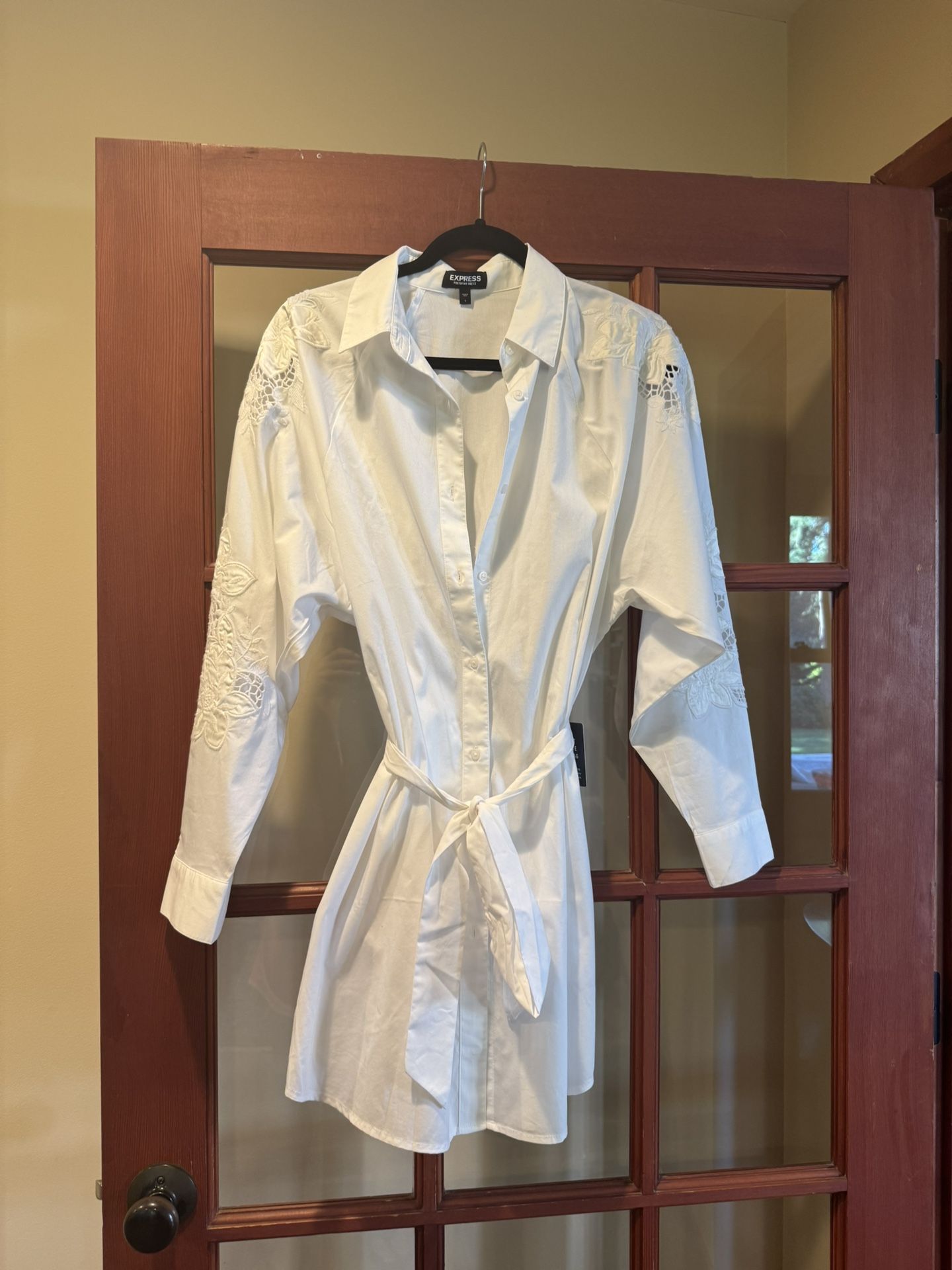 Express Women’s White Boyfriend Poplin Portofino Shirt Dress Size S; NWT