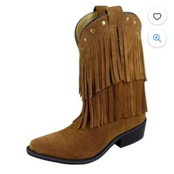 Smoky Mountain Western Boots Girls Wisteria Leather Fringe Brown 3514 Size 3.5