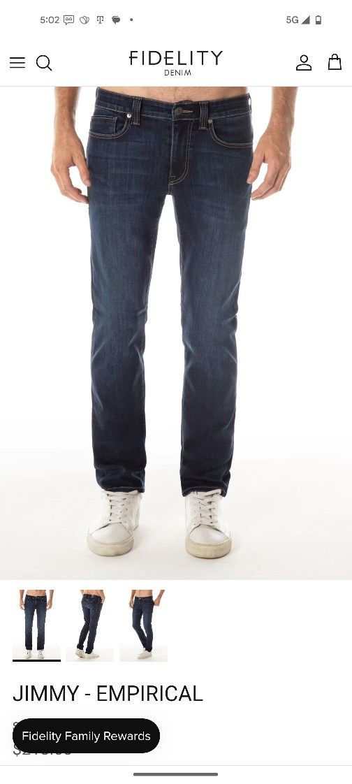 Fidelity Denim Men's JIMMY Slim Straight Leg Jeans - Archer Blue, 31" x 34"