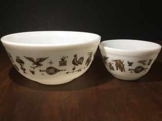 1960’s PYREX “EARLY AMERICAN” PATTERN NESTING MIXING BOWLS