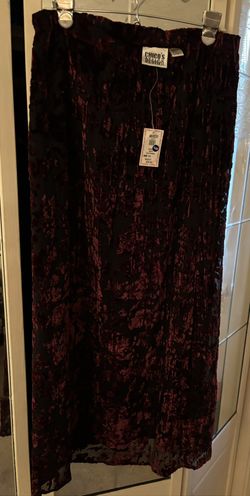 Burgundy Floral Pattern Sheer Skirt