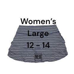 Women's Golf ATHLETA Large 12 - 14 Skort Navy Striped Leggings Active Flat Front