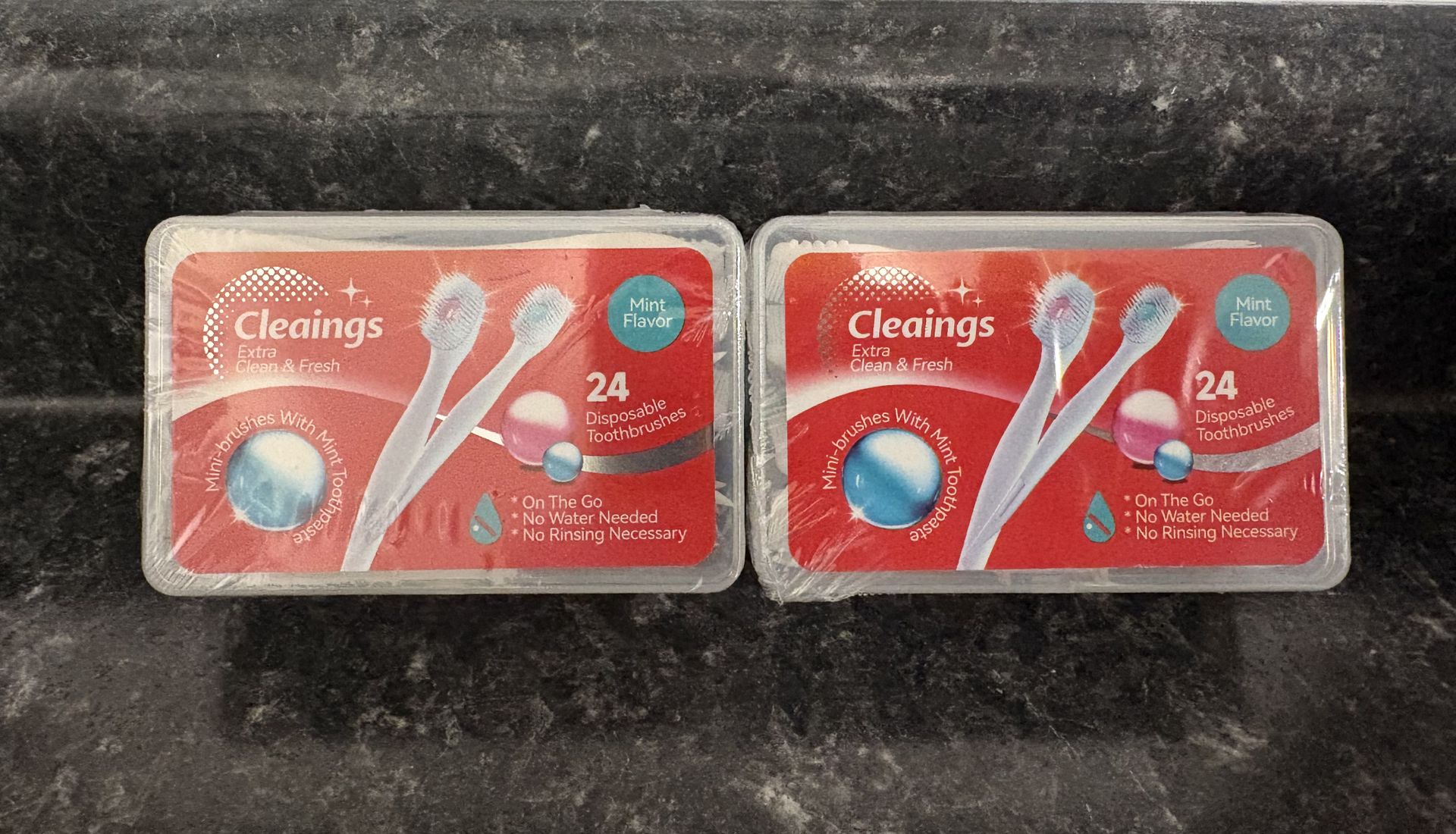NEW - (Qty 2) 24-Packs Cleaings Disposable Toothbrushes