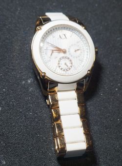 Armani Exchange Women's Lady Banks Multi-Function Watch – Model AX5036 – White & Gold-Tone