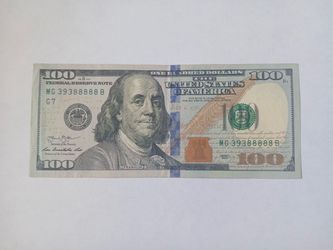 $100 Bill, 5-of-a-kind,  Nice . Fancy Serial Number Lucky 8