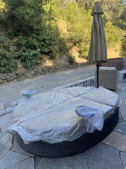 Outdoor Lounge double Chaise Lounge With Umbrella